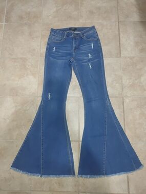 L&B Blue Distressed Flare Jeans